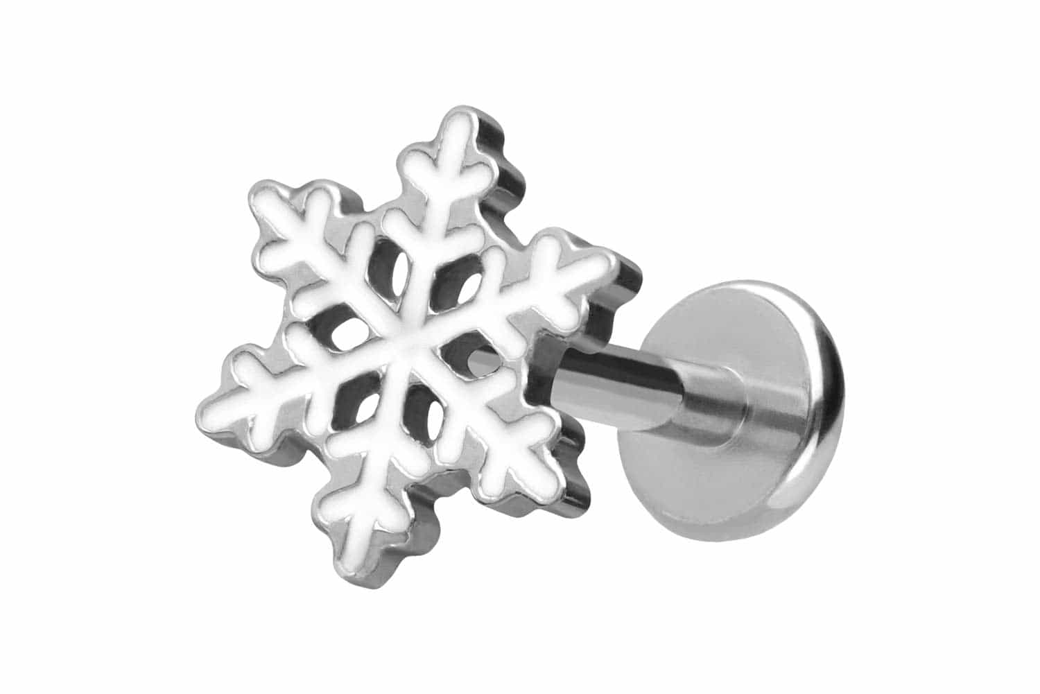 Titan Labret Piercing mit Push Fit SCHNEEFLOCKE